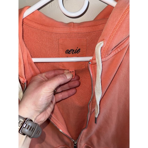 Aerie Oversized Down to Earth Zip Up Hoodie Saturn Peach French Terry XS - Picture 5 of 10